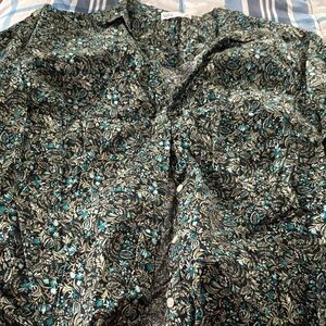 Croft & Barrow Black and Blue Floral Blouse